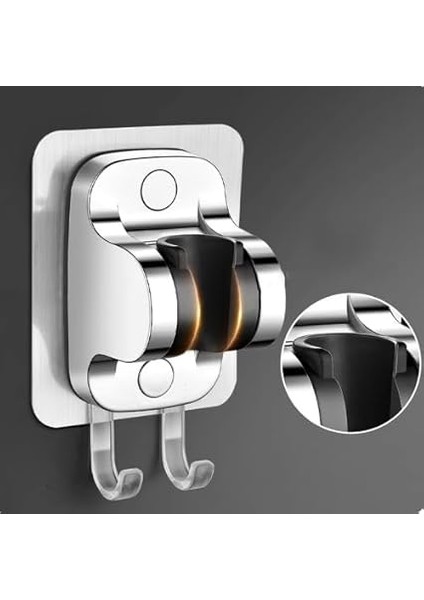 Yapışkanlı Duş Başlığı Tutucu, Ayarlanabilir El Duş Tutacağı Delme Yok Duvara Monte Su Geçirmez, Mafsal, Duş Askısı (Chrome) fırsatları