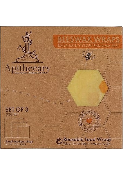 Balmumu Gıda Sargısı - Plastik ve Silikonsuz – Arı Balmumu ile Sarma Levhaları - Yeniden Kullanılabilir - Çevre Dostu Gıda Saklama Çözümü - Sıfır Atık - Ekmek ve Sandviç Sargısı - Sürdürülebilir Hediyeler Yeniden Kullanılabilir Balmumu Gıda Sargıları Çeşitli Pakette, 3'lü Set (S,m,l) fiyatları