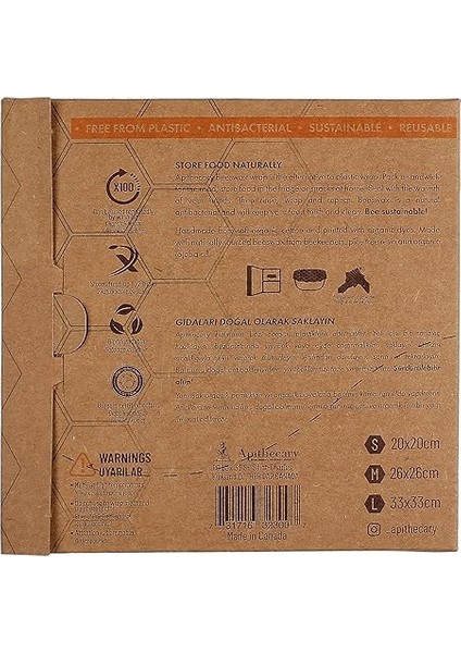 Balmumu Gıda Sargısı - Plastik ve Silikonsuz – Arı Balmumu ile Sarma Levhaları - Yeniden Kullanılabilir - Çevre Dostu Gıda Saklama Çözümü - Sıfır Atık - Ekmek ve Sandviç Sargısı - Sürdürülebilir Hediyeler Yeniden Kullanılabilir Balmumu Gıda Sargıları Çeşitli Pakette, 3'lü Set (S,m,l) modelleri