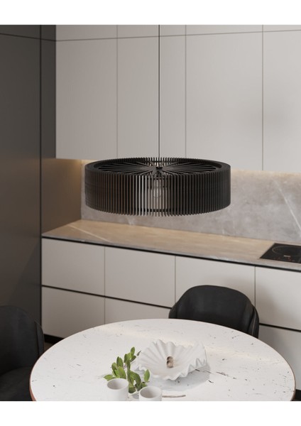 Modern Avize Gölge Aydınlatmalı Ahşap Avize Sarkıt Salon Avize