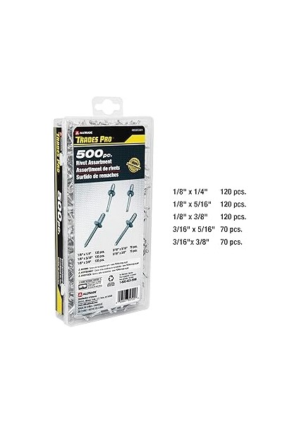 836341 Alüminyum Perçin Assortment, 500 Parça, Çoklu Sizes fiyatları