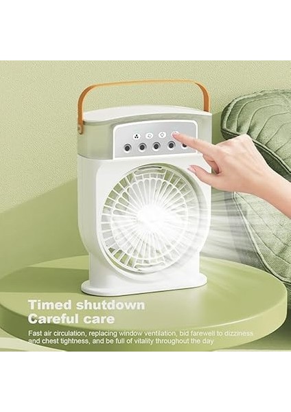 Şarjlı Mini Buharlı Hava Soğutucu, Taşınabilir Portatif Mobil Sulu Klima, 3 Rüzgar Hızı, 3 Sis Modu, Buzlu Vantilatör 5 Sprey Delikli ile LED Işıklı 26CM x 20CM - CRV-002 (CRV-002 - Beyaz) fiyatları