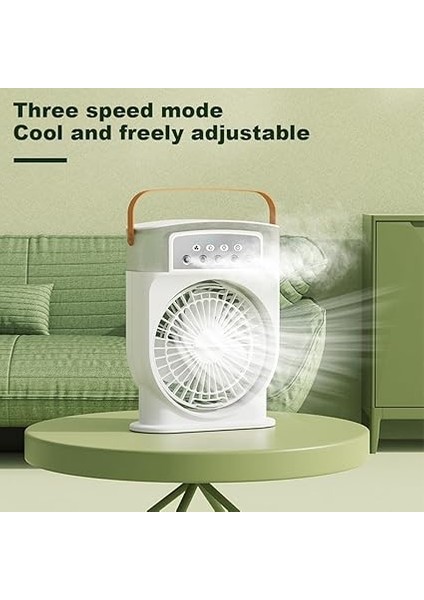 Şarjlı Mini Buharlı Hava Soğutucu, Taşınabilir Portatif Mobil Sulu Klima, 3 Rüzgar Hızı, 3 Sis Modu, Buzlu Vantilatör 5 Sprey Delikli ile LED Işıklı 26CM x 20CM - CRV-002 (CRV-002 - Beyaz) fırsatları