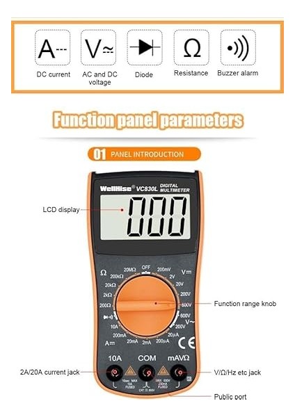 VC830L Ölçü Aleti Multimetre Avometre Büyük Ekran Vc A+ Series indirimleri