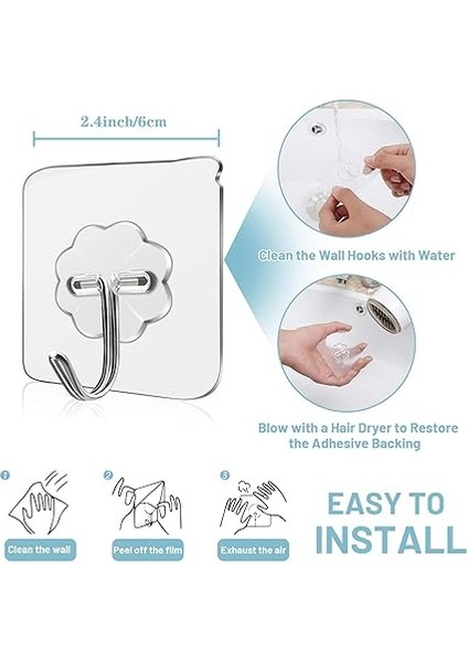 Askı, Kendinden Yapışkanlı Havlu Askısı, 15 kg (Maks.), Şeffaf, Yapışkan Kanca, Delmeden Su Geçirmez, Yağ Geçirmez, Mutfak Kancası, Banyo, Mutfak, Banyo Için Kanca (10 Adet) indirimleri