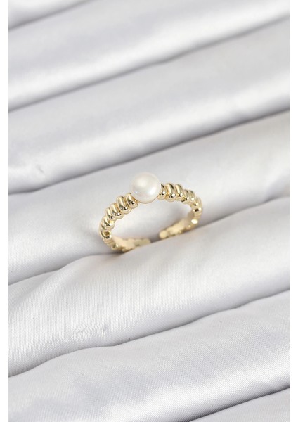 Pirinç Gold Renk Göbek Inci Model Kadın Yüzük