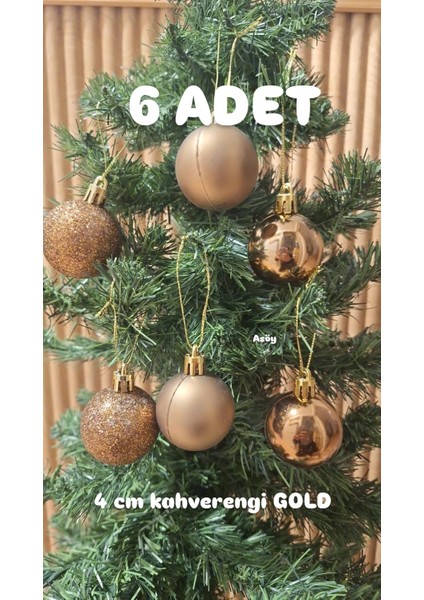 Yılbaşı Ağacı Süsü 4 cm Cici Kahverengi Küre Top Süs Parlak Yılbaşı Süsleri Küre Süs Renk