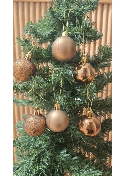 Yılbaşı Ağacı Süsü 4 cm Cici Kahverengi Küre Top Süs Parlak Yılbaşı Süsleri Küre Süs Renk fiyatları