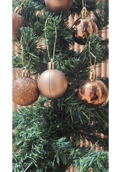 Yılbaşı Ağacı Süsü 4 cm Cici Kahverengi Küre Top Süs Parlak Yılbaşı Süsleri Küre Süs Renk modelleri