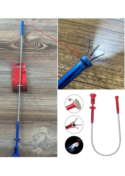 Spiral Esnek Mıknatıslı Işıklı Kancalı Kıskaç 62CM Manyetik Vida Tutucu Güçlü Çelik Çene indirimleri