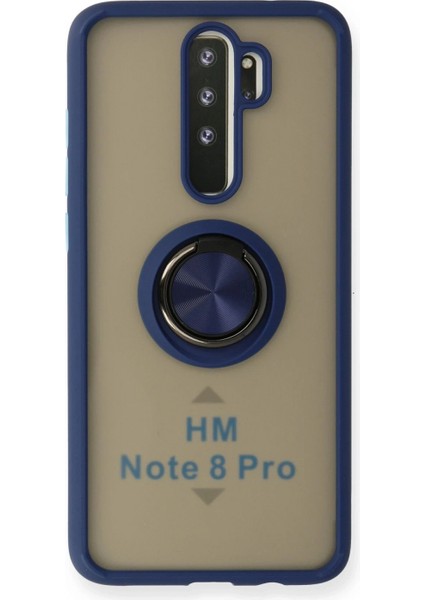 Xiaomi Redmi Note 8 Pro Kılıf Montreal Yüzüklü Silikon Kapak - Lacivert