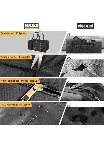 Taşıma Çantası, Fermuarlı Dayanıklı Seyahat Spor, Bagaj, Kamp Malzemeleri Saklama Çantası, 105L Büyük Boy - Siyah modelleri