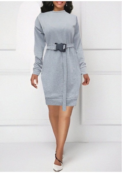 Eyesof Kadın Uzun Kollu Bisiklet Yaka Kuşaklı Iki Iplik Elbise fiyatları