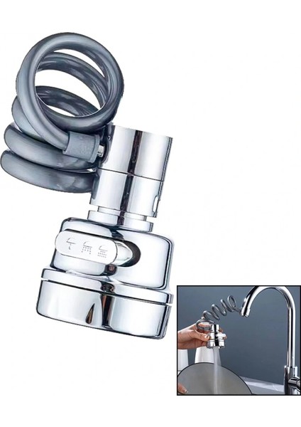 Yaylı Hortumlu - Kademeli Krom Tek Başlık Kubar - Batarya Ucu (4887)