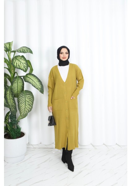 Cepli Uzun Triko Hırka