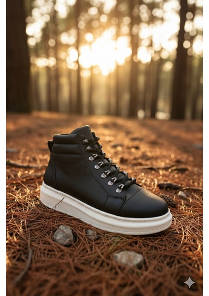 ZRJ206 Bağcıklı Siyah Beyaz Erkek Spor Bot fiyatları