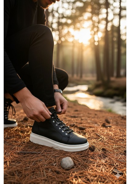 ZRJ206 Bağcıklı Siyah Beyaz Erkek Spor Bot fırsatları