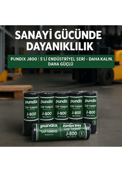 J800 Jumbo Boy Çöp Torbası (80X110 Cm) – 5 Rulo (Toplam 50 Adet)