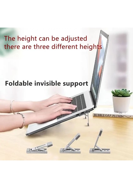 Laptop ve Klavye Standı 3 Kademeli Ayarlanabilir Katlanabilir – Metal Gövde,kaymaz, Taşınabilir Ofis ve Ev Kullanımı Için