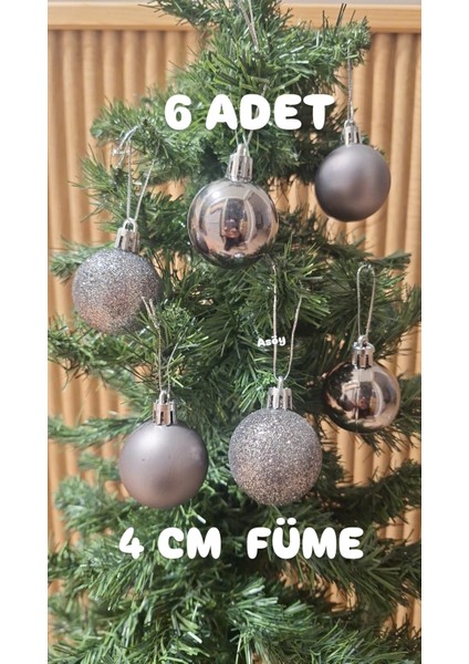 Yılbaşı Ağacı Süsü 4 cm Cici Füme Gri Top Küre Top Süs Parlak fiyatları
