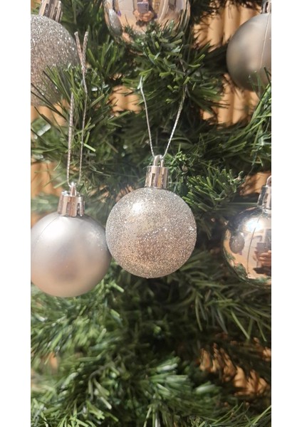 Yılbaşı Ağacı Süsü 4 cm Cici Füme Gri Top Küre Top Süs Parlak modelleri