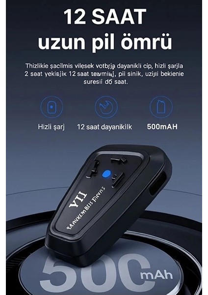 Y11 Bluetooth Kulaklık Mikrofonlu Motosiklet Kulaklığı İntercom Bt 5.3
