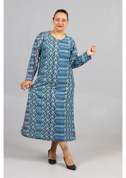 Sıcak Tutan Kalın Penye Büyük Beden Desenli Elbiseler fiyatları