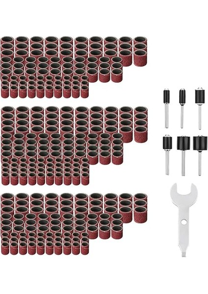 307 Parçalı Tambur Zımpara Seti Zımpara Tamburu Seti 300 Parça Zımpara Bandı Yuvaları (80/120 / 240) 6 Parçalı. Torna Aleti Için Tambur Mandrini (2,35 mm / 3,17 Mm) 1 Ağız Anahtarı