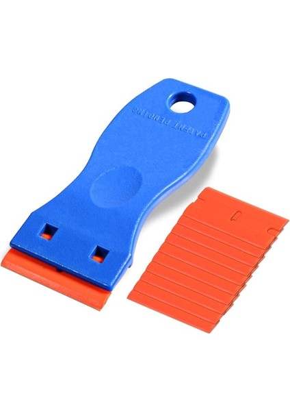 Mini Kazıyıcı - 10 Plastik Bıçaklı Spatula, Yapışkan ve Yapıştırıcı Çıkarıcı, Mavi