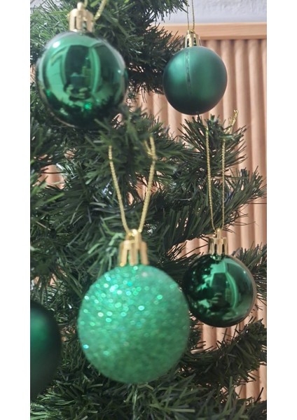 Yılbaşı Ağacı Süsü 4 cm Cici Yeşil Küre Top Süs Parlak Yılbaşı Süsleri Küre Süs modelleri