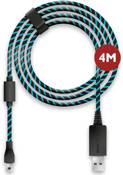 4 M Şarj Kablosu/usb Kablosu/kontrol Kablosu / Ps4 Kablo Denetleyicisi / Ps4 Şarj Kablosu/mikro USB Kablosu/denetleyici Kablosu, Ps4 ve Xbox One x Controller Için, Siyah/mavi Micro-Usb