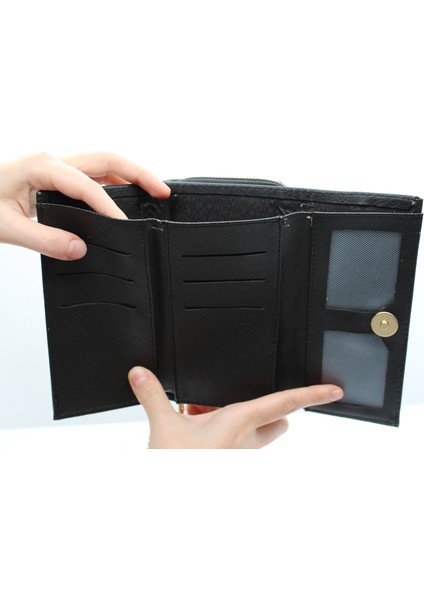 Siyah Bozuk Para Gözlü Bol Kartlıklı Büyük Kadın Cüzdanı 005 fırsatları