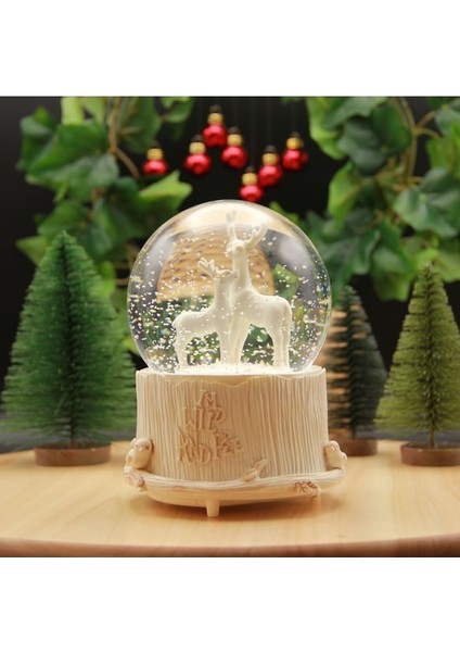 Yılbaşı Noel Geyik Kar Küresi Kar Motorlu, Işıklı ve Müzikli Mega Boy