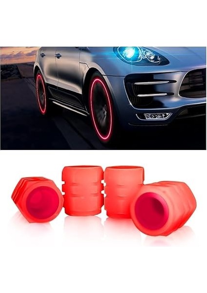 Gece Parlayan Neon Fosforlu Sibop Kapağı, 4 Adet, Plastik, 2 Cm, Tüm Arabalara Uygun (Kırmızı) fiyatları