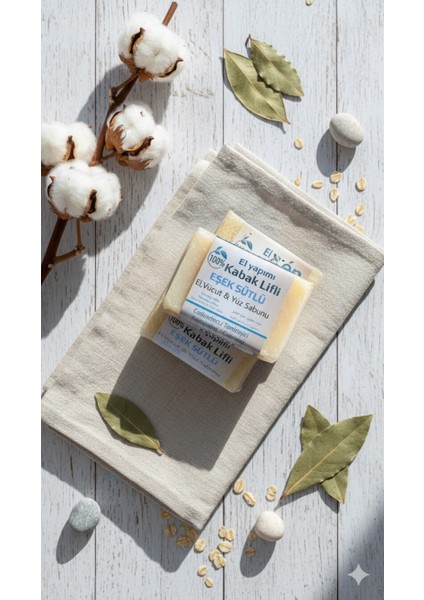 Doğal Kabak Lifli El Yapımı Eşek Sütlü Sabun 115 gr fırsatları