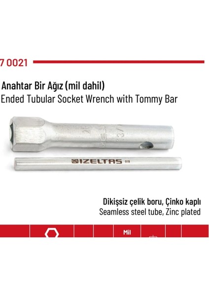 Kovan Anahtar Bir Ağız 21MM (Mil Dahil)