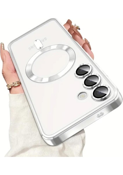 Samsung Galaxy A36 Kılıf Magsafe Manyetik Kablosuz Şarj Destekli Şeffaf Parlak Renkli Lens Korumalı