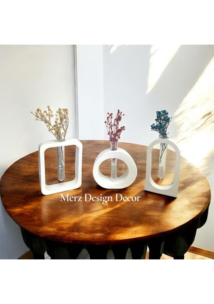 Üçlü Bohem Tarz Minimal Tüplü Çiçekli Vazo Seti