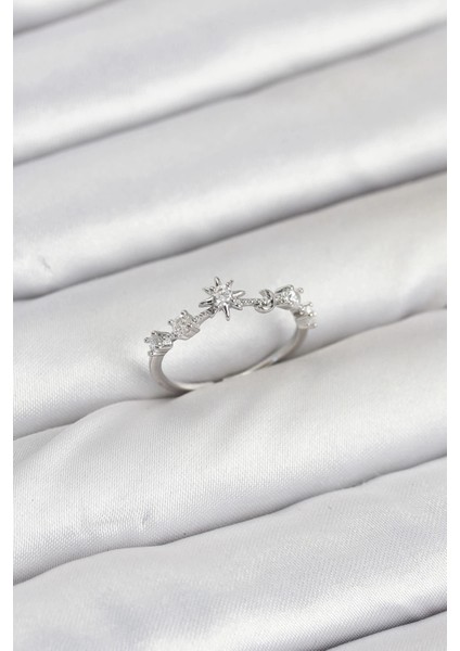 Pirinç Gümüş Renk Manifest Kadın Yüzük