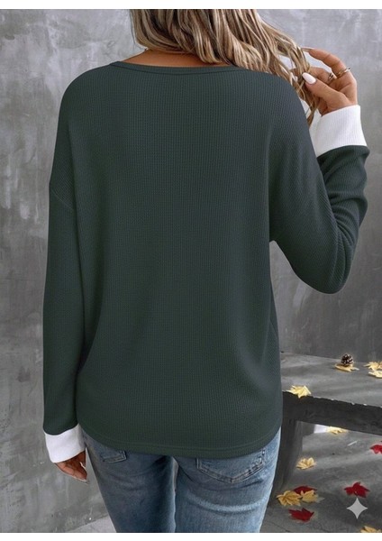 Kadın Uzun Kollu V Yakalı Waffle Bluz fırsatları