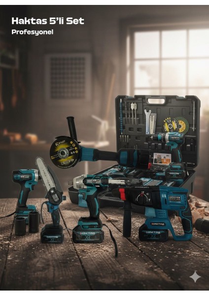 5li Şarjlı Set Vidalama Tork Spiral Hilti Testere Haktaş