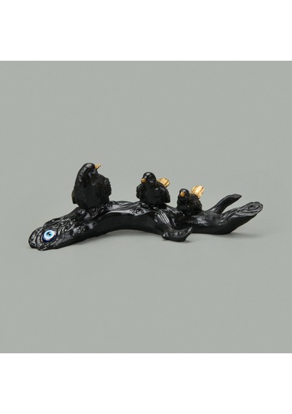 Deco Birds Dekor - Siyah / Gold - 8X24 cm