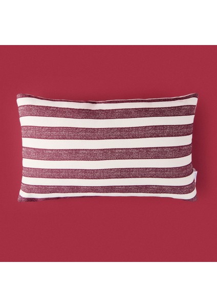 Soft Earthy Hues Line Kırlent - Ekru / Mürdüm - 30X50 cm