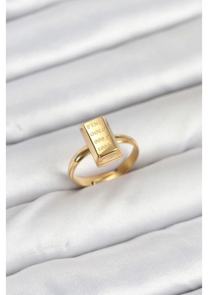 Pirinç Gold Renk Külçe Altın Model Kadın Yüzük