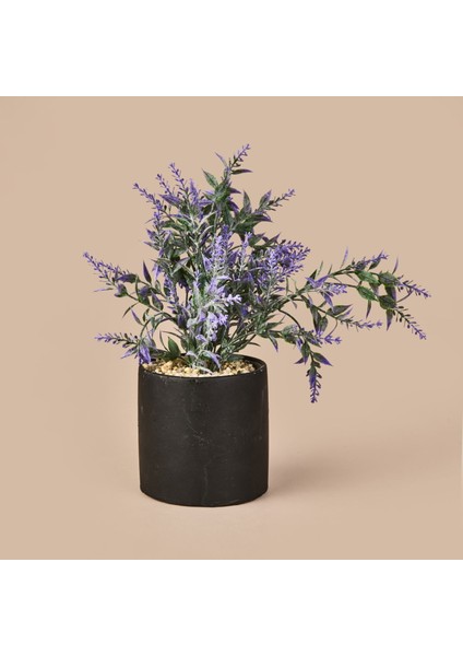 Lavanta Saksılı Yapay Çiçek - Mor - 29 cm