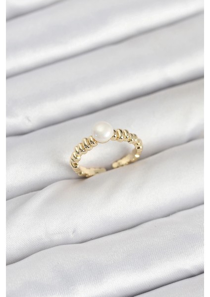 Pirinç Gold Renk Göbek Inci Model Kadın Yüzük