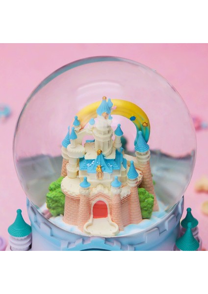 Prenses ve Şato Temalı Işıklı Müzikli Püskürtmeli Büyük Boy Kar Küresi modelleri