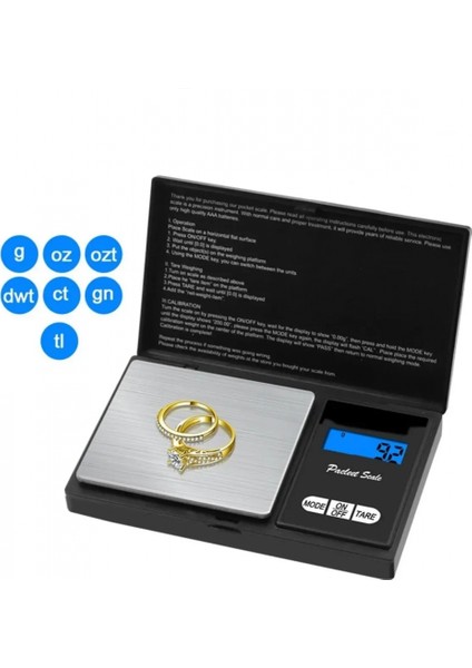 Professional Hassas Terazi 500 gram Kapasiteli 0.1 Hassasiyetli Dijital Kapaklı Tartı (4887)