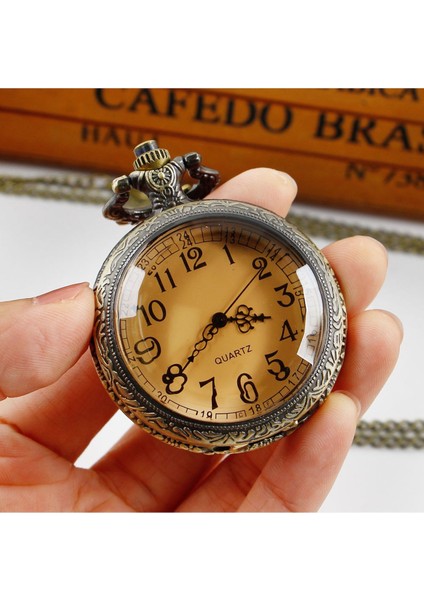 Kişiye Özel Retro Cam Kapaklı Quartz Köstekli Cep Saat indirimleri