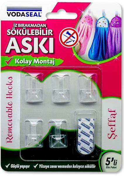 53.01.056 5'li Iz Bırakmayan Askı, Şeffaf